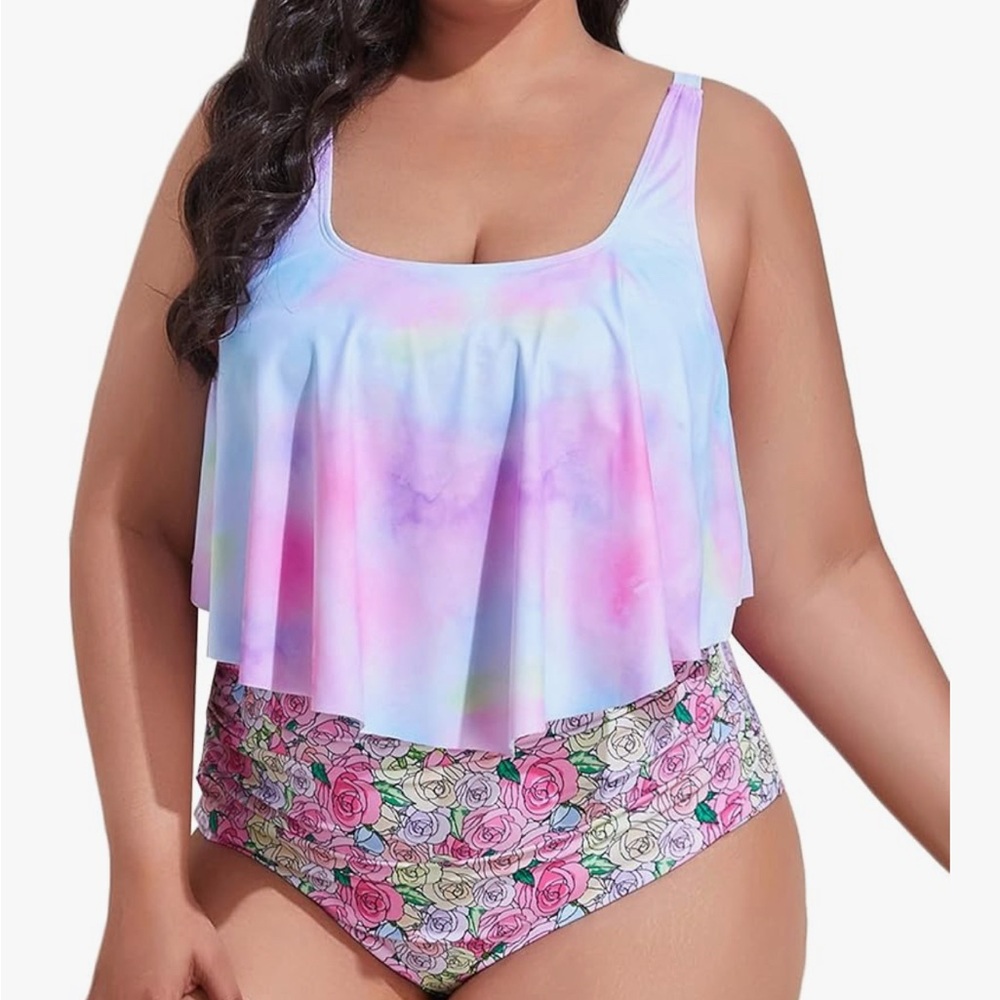 Colorful tye-dye Swimsuit top